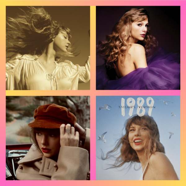 Four Taylor Swift photos aligned in a square