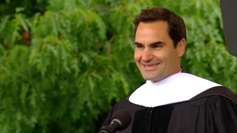 Roger Federer giving a speech