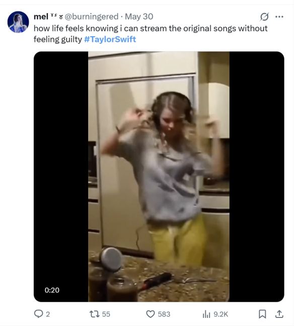 Taylor Swift social post with a young Taylor Swift dancing photo