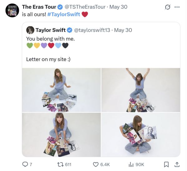 a The Eras Tour X repost of Taylor Swift's post