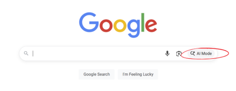Google search bar includes AI mode now