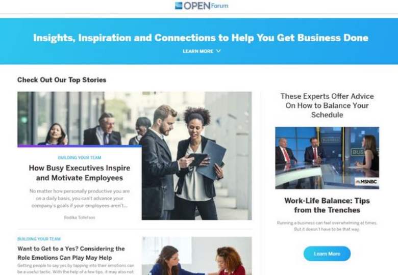 OPEN Forum website on insights about business