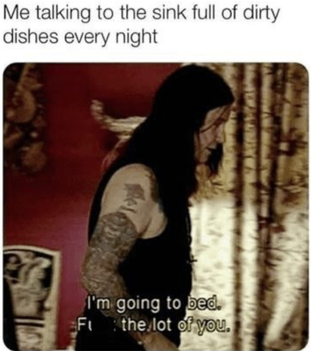 Ozzy Osbourne meme about avoiding dirty dishes