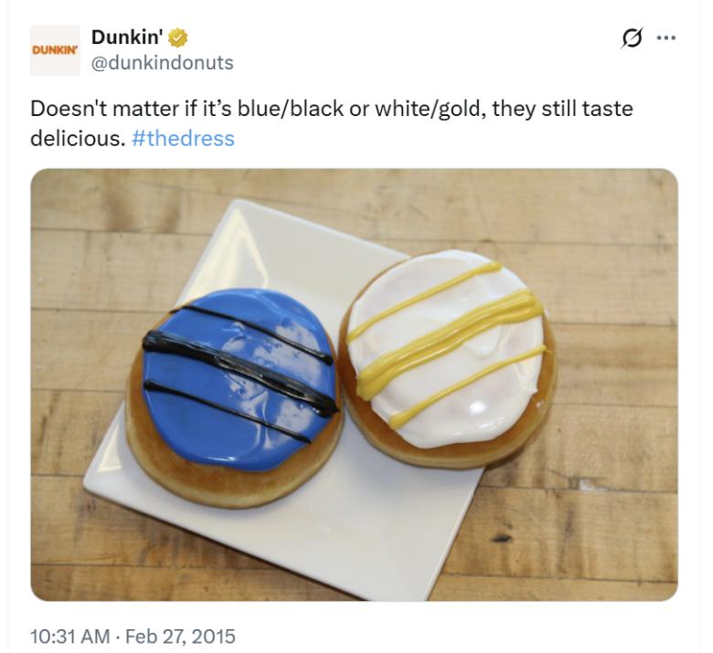 blue/black and white/gold donuts by dunkin'