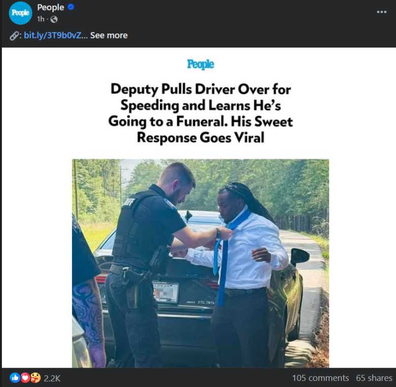 police officer fastening a tie around a driver's neck