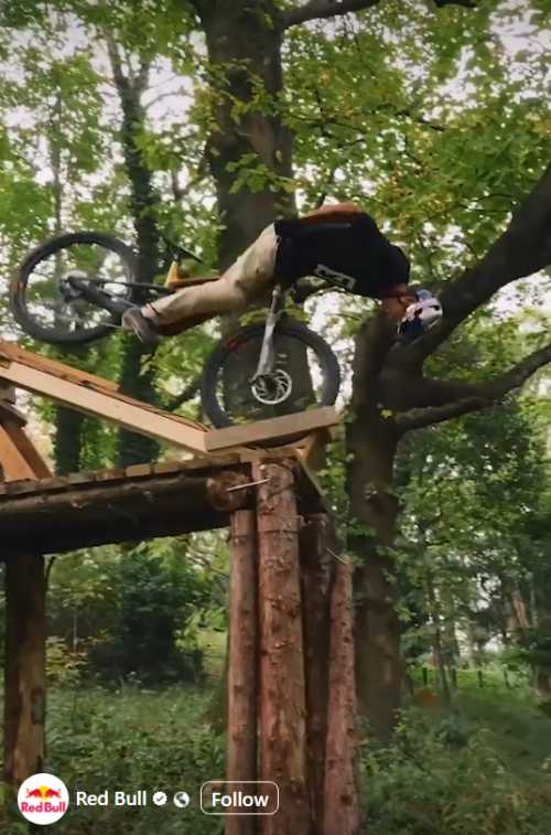 red bull post of a cyclist doing a bike trick