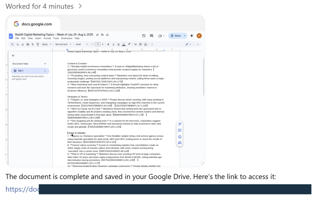 The Agent pauses to ask you to take over and sign into your Google account