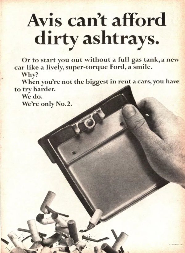 Avis ad focuses on clean ashtrays and quality