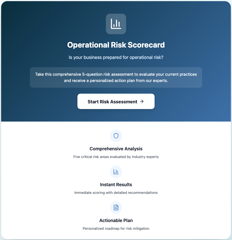 Operational-Risk-Scorecard-page-with-5-question-risk-assessment-and-start-button