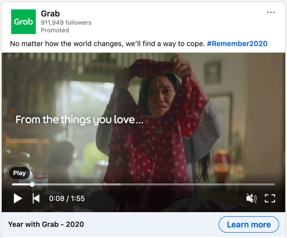 Grab promoted video thumbnail: Woman with red polka dot fabric, Year with Grab 2020