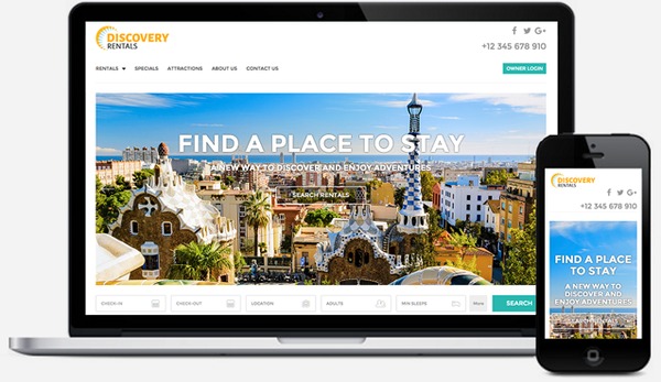 Example of a vacation rental website template