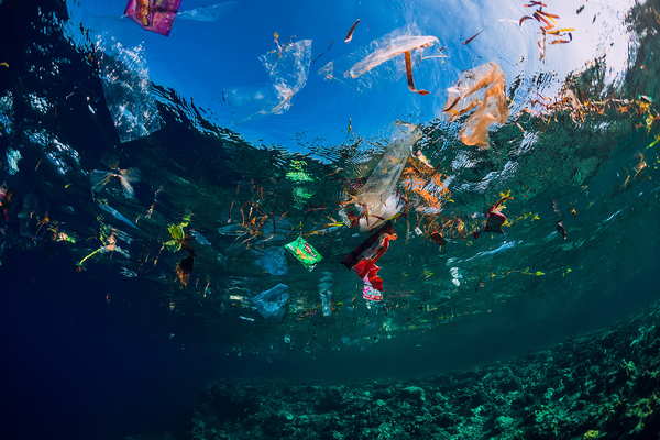 Ocean filled with plastic.