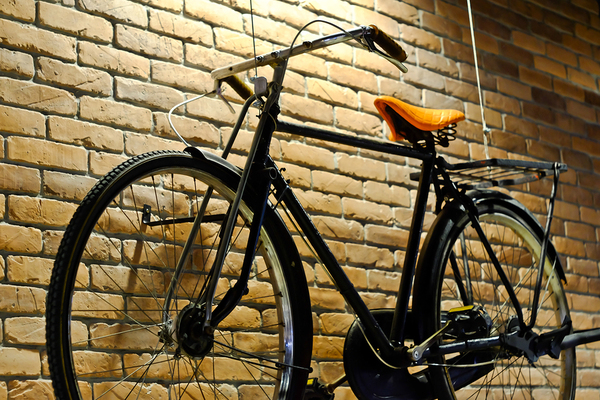 Bike hanging on wall