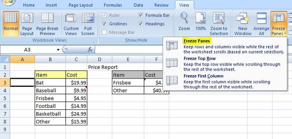 freeze first two rows in excel 2016