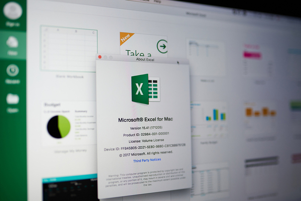 Screen showing excel info popup.