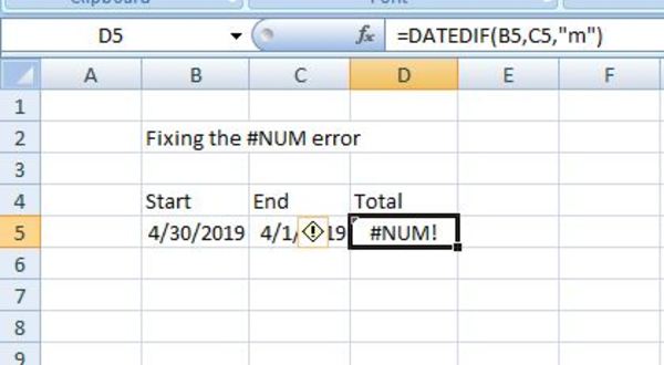 Datedif example in excel.