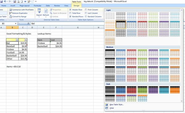 design excel template