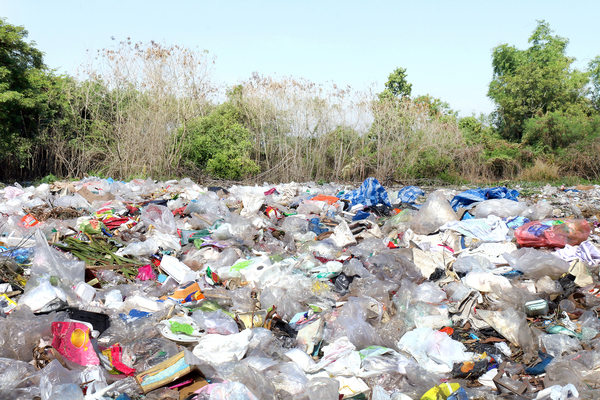 Landfill filled with plastic and other trash.