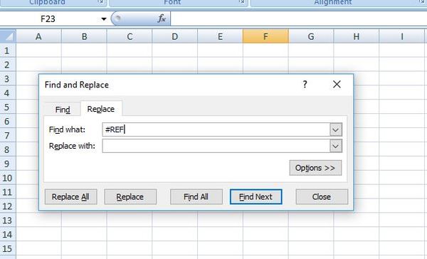 Find and replace box in excel.