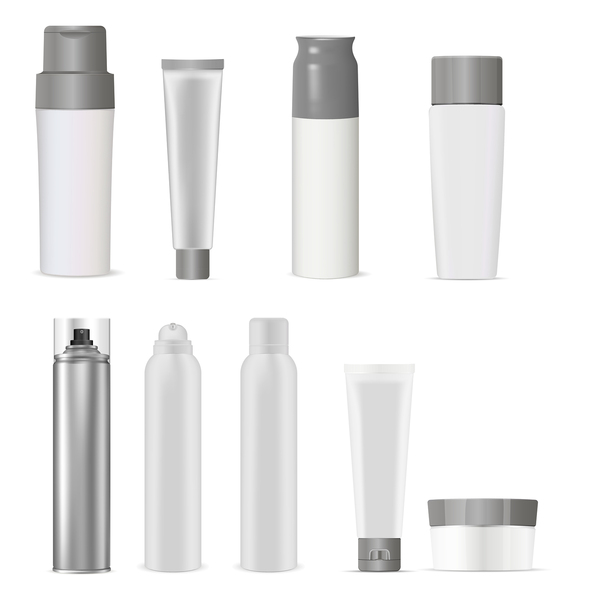 White containers for beauty products.