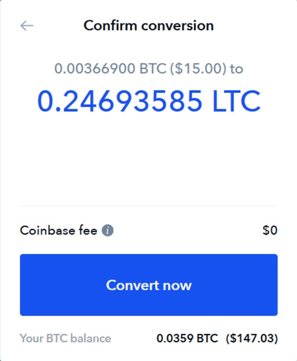 How to convert litecoin into bitcoin on coinbase buy bitcoin through td ameritrade