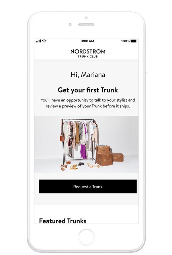 Nordstrom site on mobile.