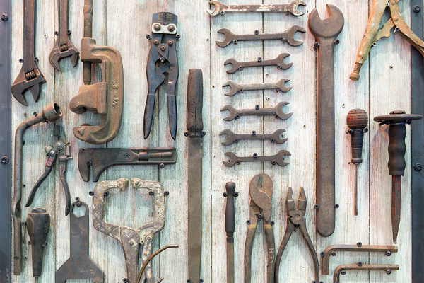 Tools hanging on wall