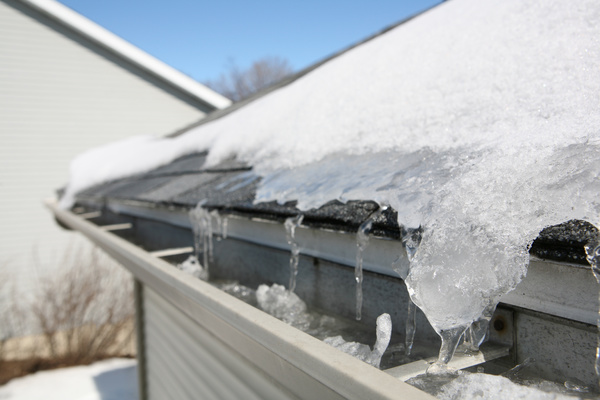 Snow and ice on a roof.