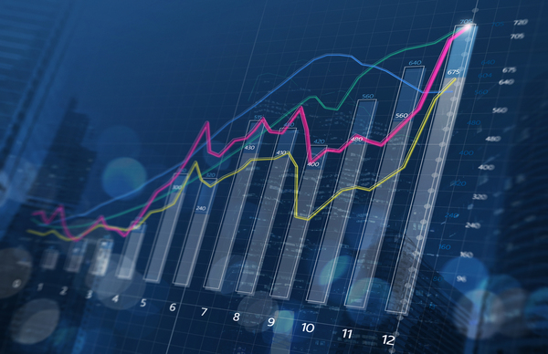 Chart showing growth on a computer screen.