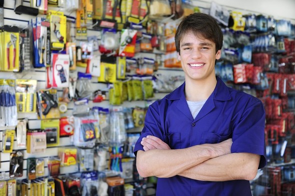 Smiling business owner.