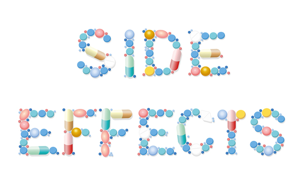 The words side effects created with pills.