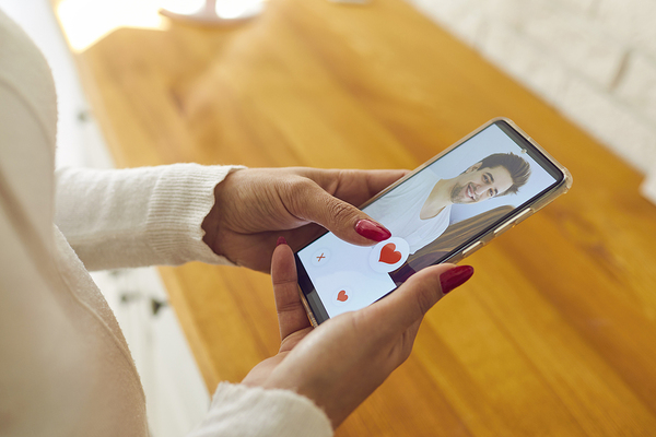 Looking at a phone on a phone.