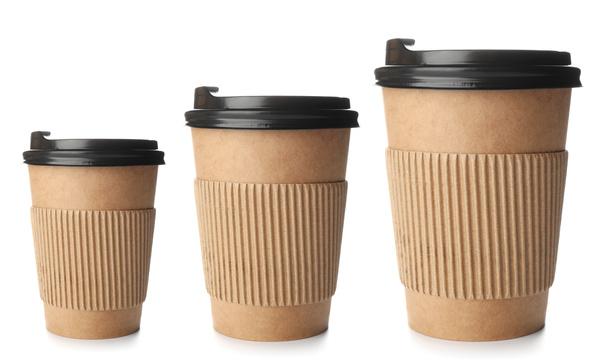 Small, medium and large coffee packaging.