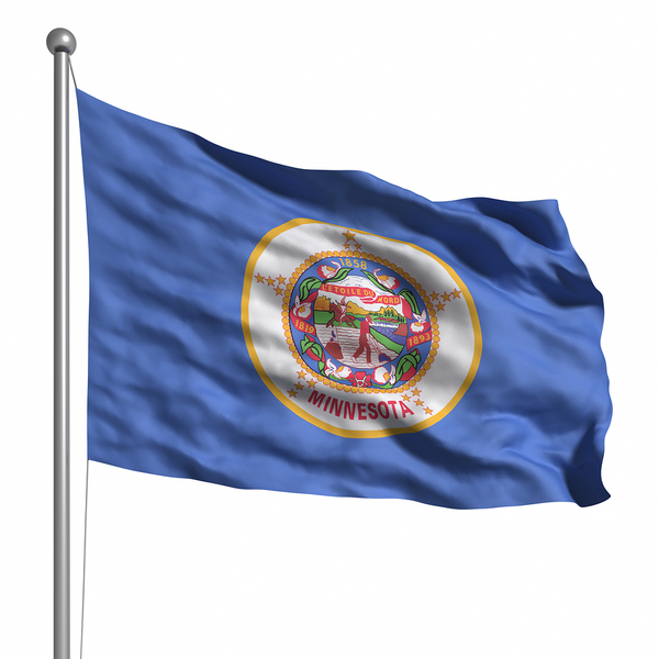 Minnesota state flag flying.