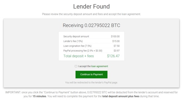 Lender found screen.