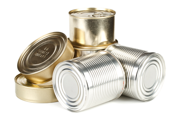 Pile of canned food.