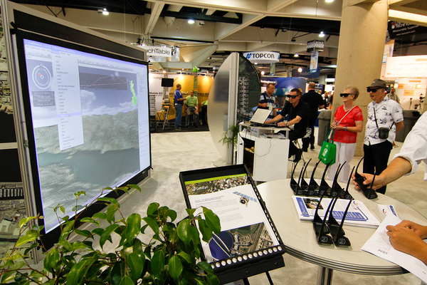 Technology booth at a conference.