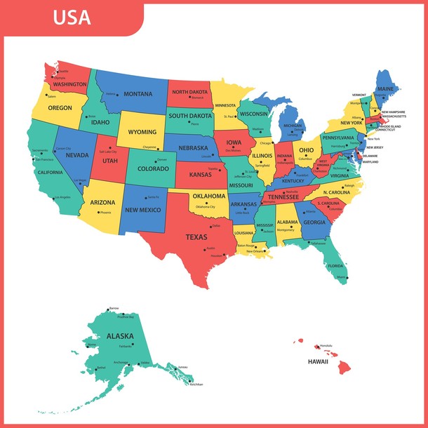 Map of the United States.