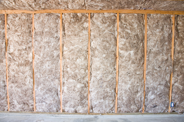 Framed wall with insulation.