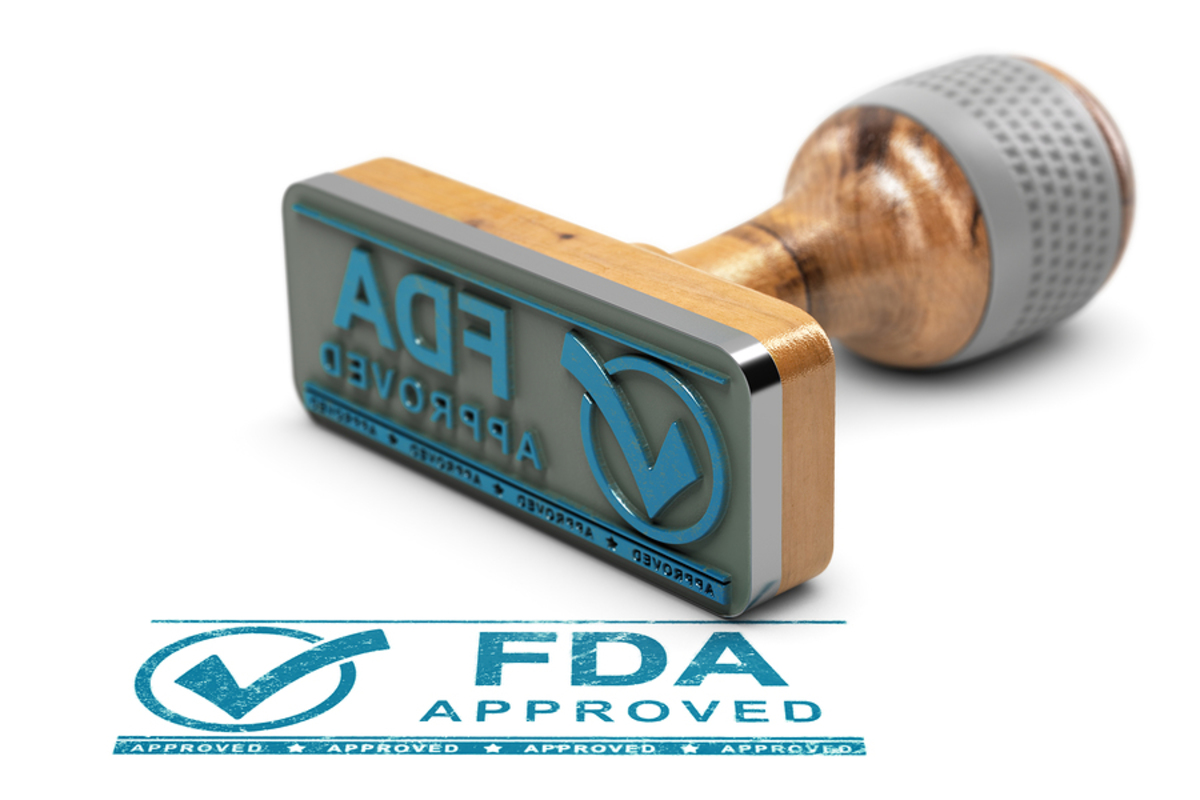 Stamp labeled FDA approved.
