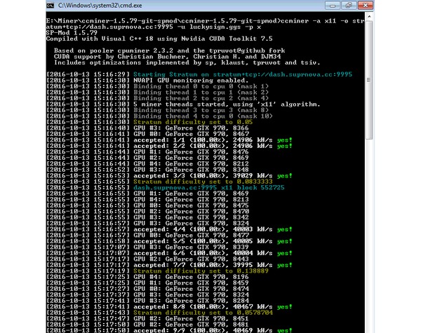 Mining progress page.