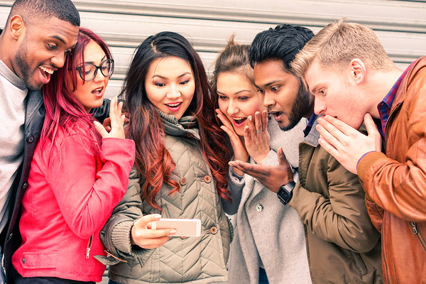 friends checking out content marketing
