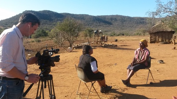 filming interview outside in heat of Swaziland