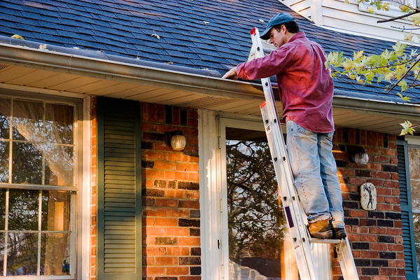 rental property maintenance guy cleaning gutters which is what I really need to do at home